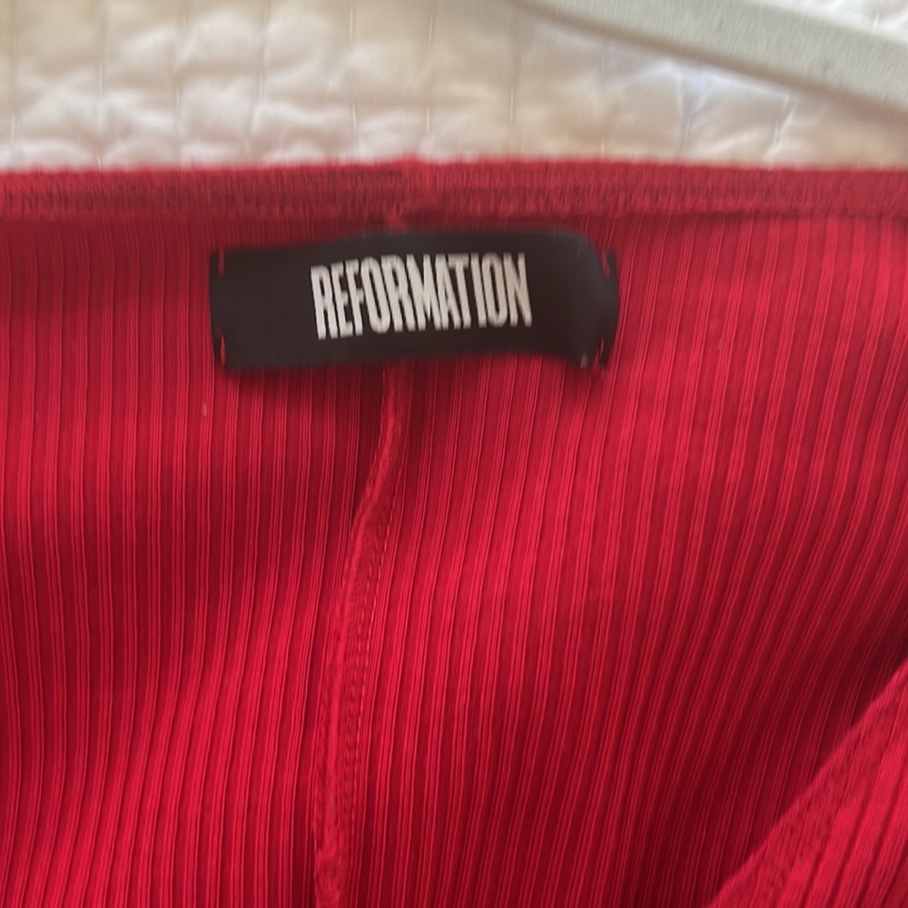 Reformation Ribbed Red Dress - Picture 2 of 4
